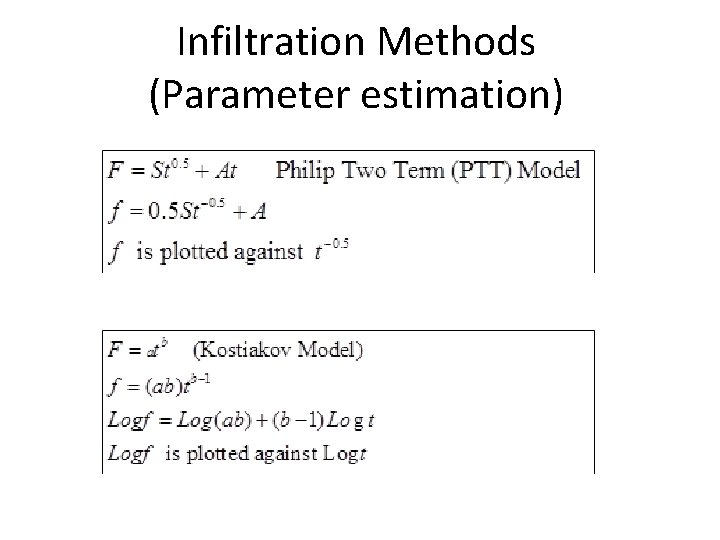 Infiltration Methods (Parameter estimation) 