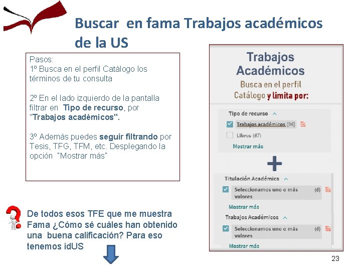 Buscar en fama Trabajos académicos de la US Pasos: 1º Busca en el perfil