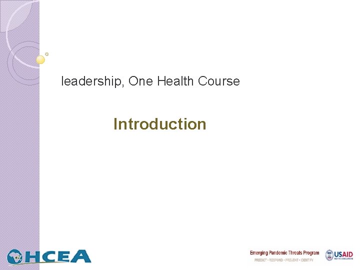 leadership, One Health Course Introduction 