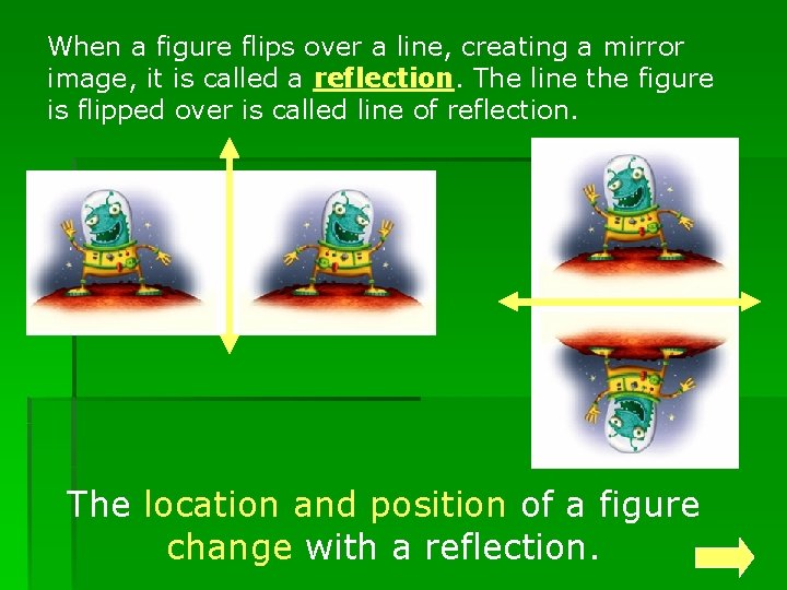When a figure flips over a line, creating a mirror image, it is called