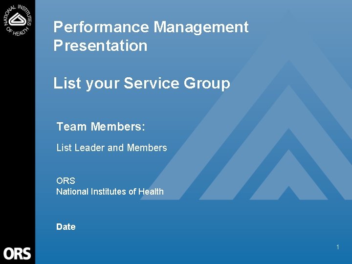 Performance Management Presentation List your Service Group Team