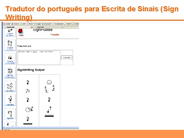 Tradutor do português para Escrita de Sinais (Sign Writing) 