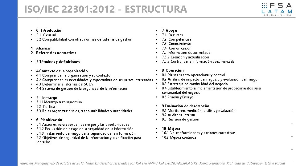 ISO/IEC 22301: 2012 - ESTRUCTURA • • • 0 Introducción 0. 1 General 0.