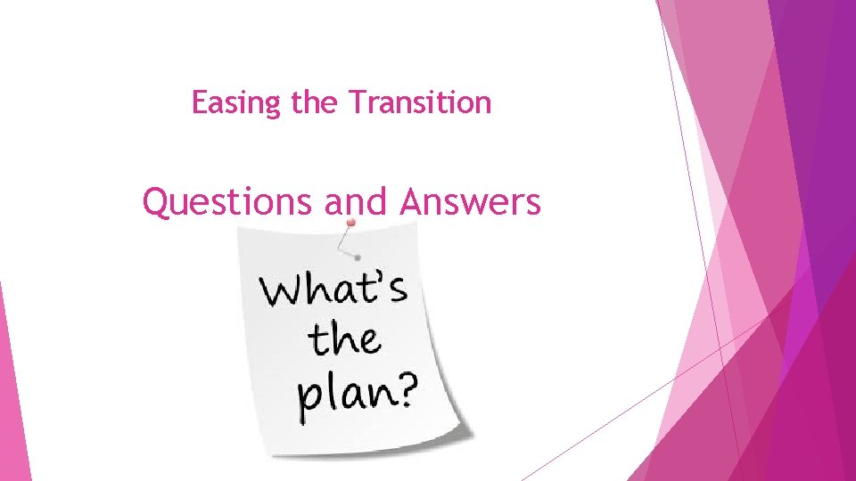 Easing the Transition Questions and Answers 