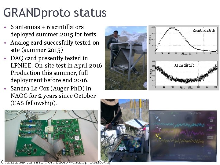 GRANDproto status • 6 antennas + 6 scintillators deployed summer 2015 for tests •