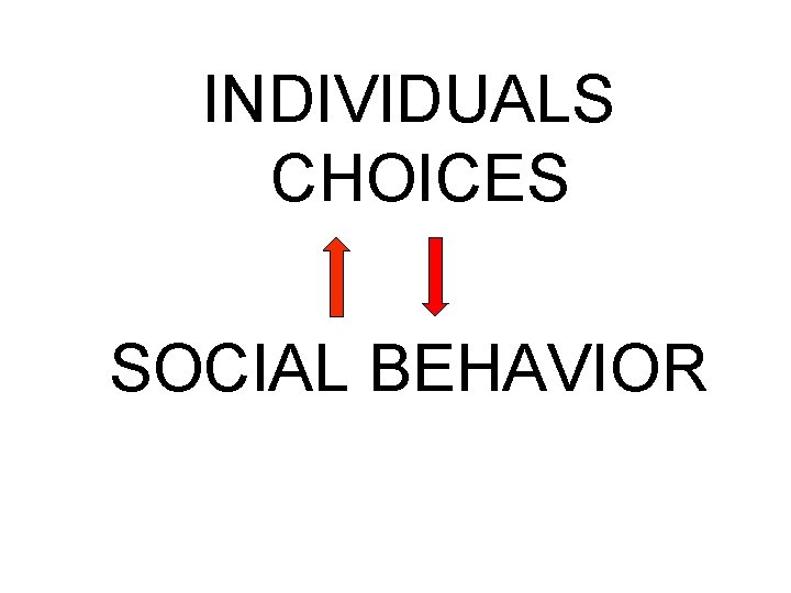 INDIVIDUALS CHOICES SOCIAL BEHAVIOR 