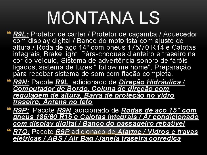 MONTANA LS R 9 L: Protetor de carter / Protetor de caçamba / Aquecedor