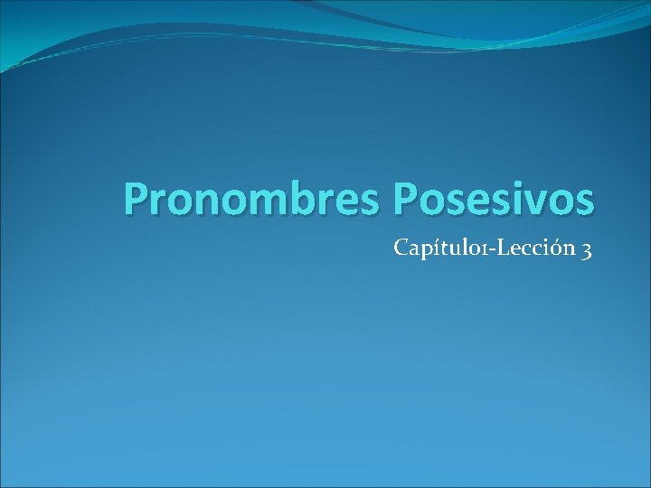 Pronombres Posesivos Capítulo 1 -Lección 3 