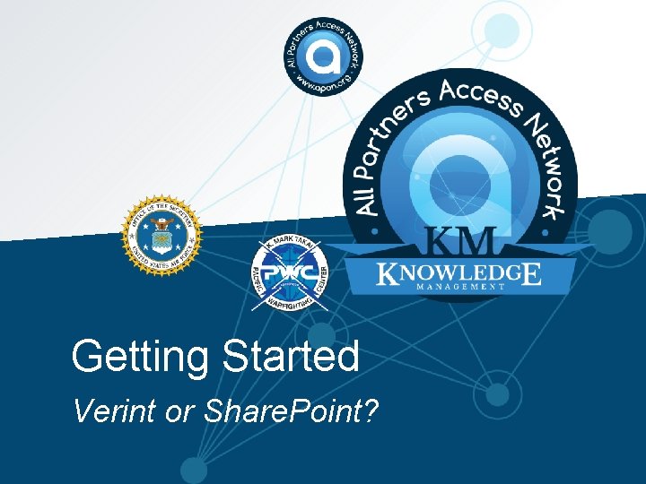 Getting Started Verint or Share. Point? 