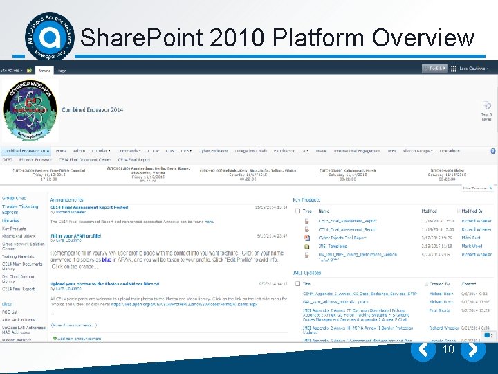 Share. Point 2010 Platform Overview 10 