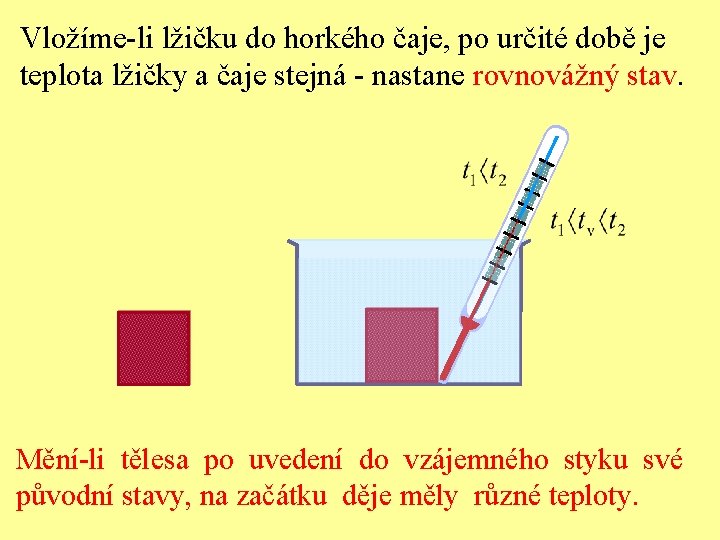 Vložíme-li lžičku do horkého čaje, po určité době je teplota lžičky a čaje stejná