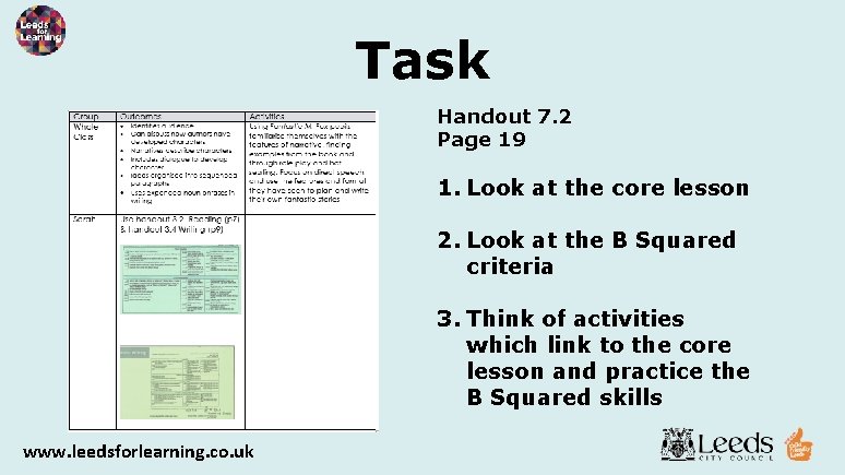 Task Handout 7. 2 Page 19 1. Look at the core lesson 2. Look