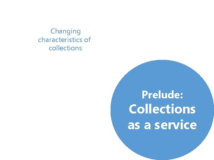 Changing characteristics of collections Prelude: Collections as a service 