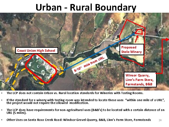 Urban - Rural Boundary Proposed Stolo Winery Coast Union High School L th 0