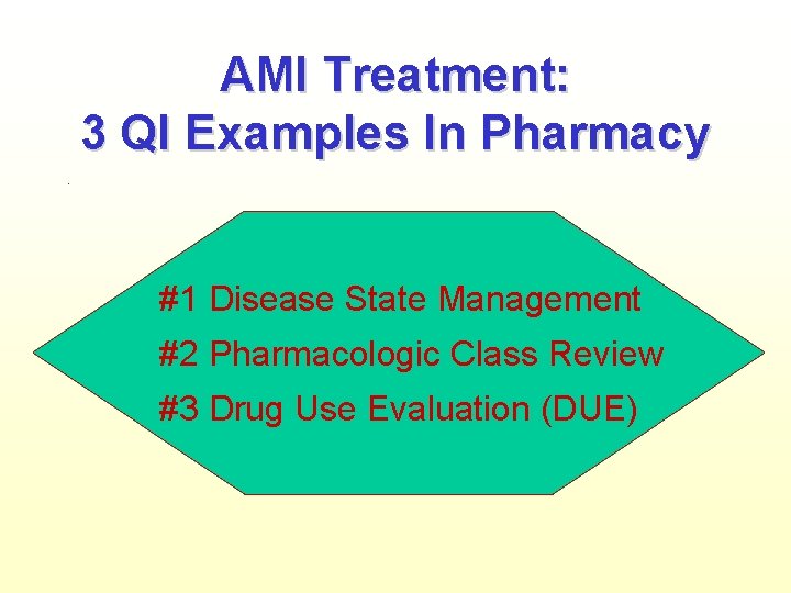 AMI Treatment: 3 QI Examples In Pharmacy. #1 Disease State Management #2 Pharmacologic Class