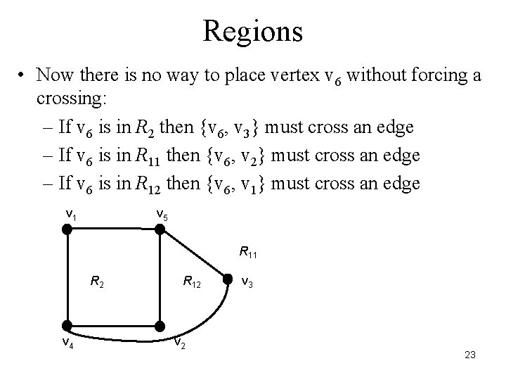 Regions • Now there is no way to place vertex v 6 without forcing