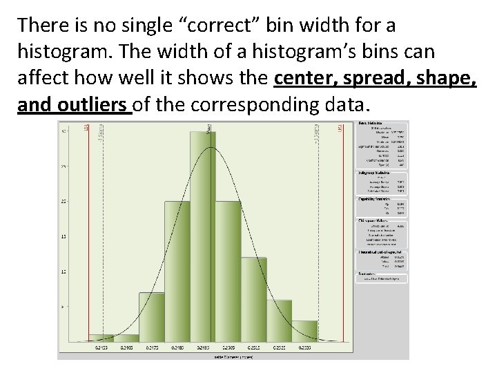 There is no single “correct” bin width for a histogram. The width of a