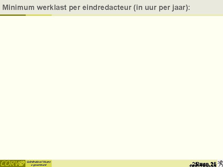 Minimum werklast per eindredacteur (in uur per jaar): Coördinatiecel Vlaams e-government 25 Page van