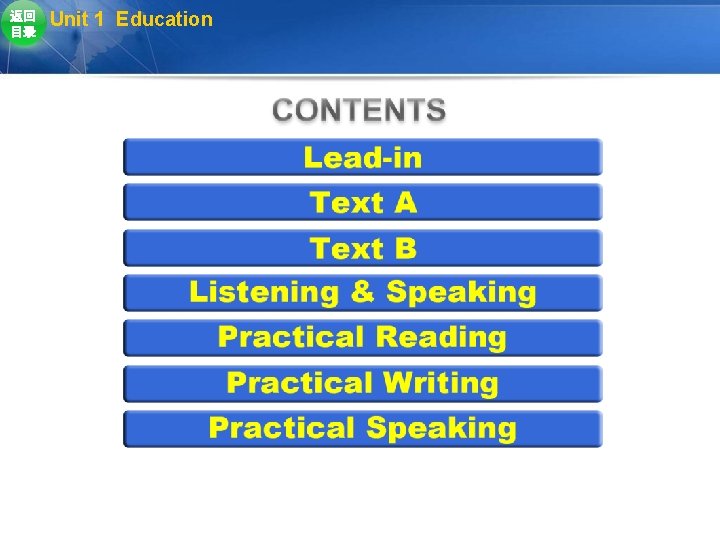返回 目录 Unit 1 Education 返回 目录 Unit 1 Education