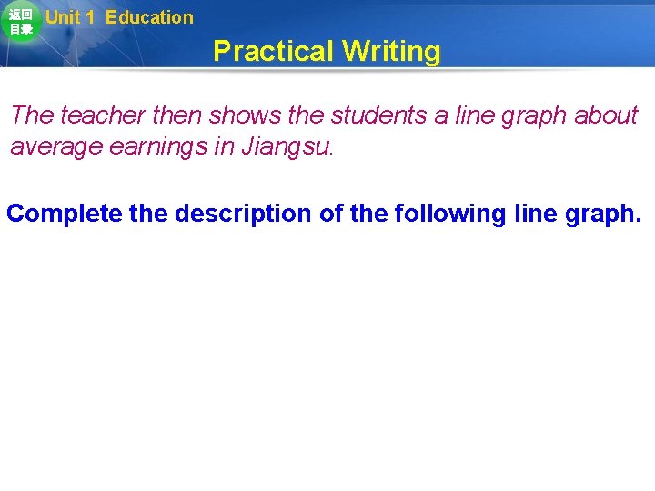 返回 目录 Unit 1 Education Practical Writing The teacher then shows the students a 返回 目录 Unit 1 Education Practical Writing The teacher then shows the students a