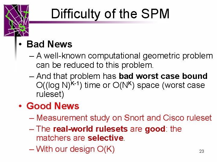 Difficulty of the SPM • Bad News – A well-known computational geometric problem can