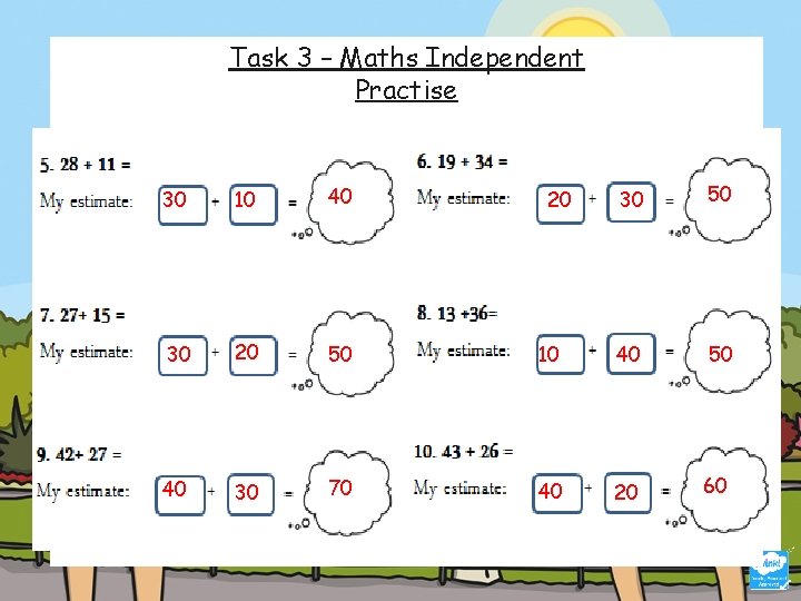 Task 3 – Maths Independent Practise https: //www. topmarks. co. uk/maths-games/hit-the-button 30 10 40