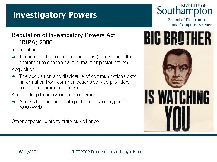 Investigatory Powers Regulation of Investigatory Powers Act (RIPA) 2000 Interception è The interception of