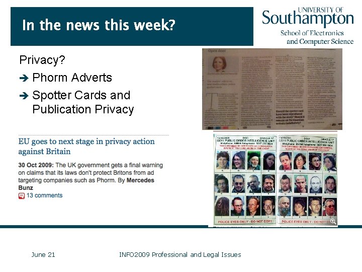 In the news this week? Privacy? è Phorm Adverts è Spotter Cards and Publication