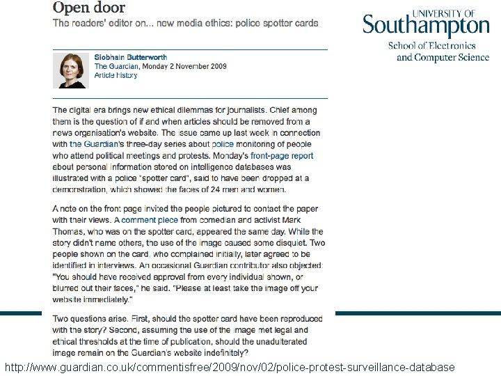 6/14/2021 INFO 2009 Professional and Legal Issues http: //www. guardian. co. uk/commentisfree/2009/nov/02/police-protest-surveillance-database 