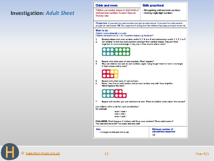Investigation: Adult Sheet © hamilton-trust. org. uk 22 Year R/1 