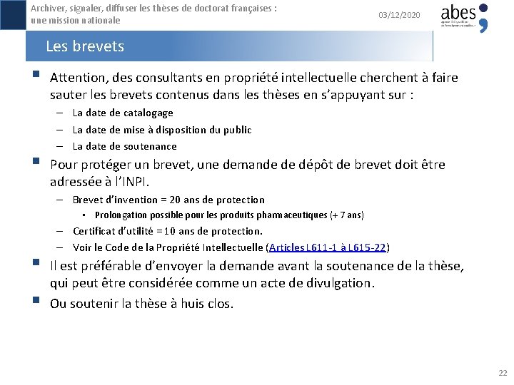 Archiver, signaler, diffuser les thèses de doctorat françaises : une mission nationale 03/12/2020 Les