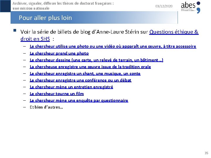 Archiver, signaler, diffuser les thèses de doctorat françaises : une mission nationale 03/12/2020 Pour