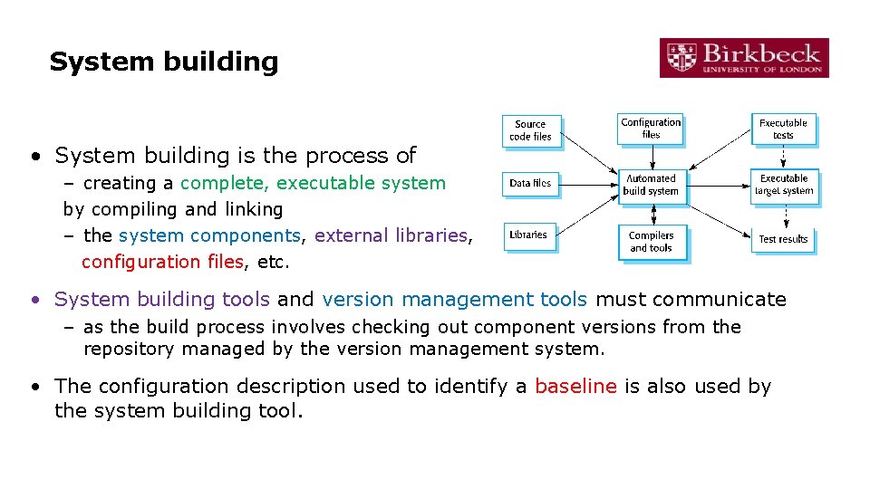 System building • System building is the process of – creating a complete, executable System building • System building is the process of – creating a complete, executable