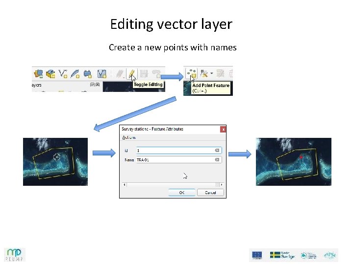 Editing vector layer Create a new points with names 