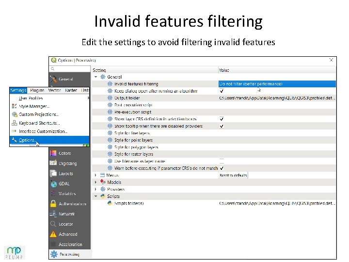 Invalid features filtering Edit the settings to avoid filtering invalid features 
