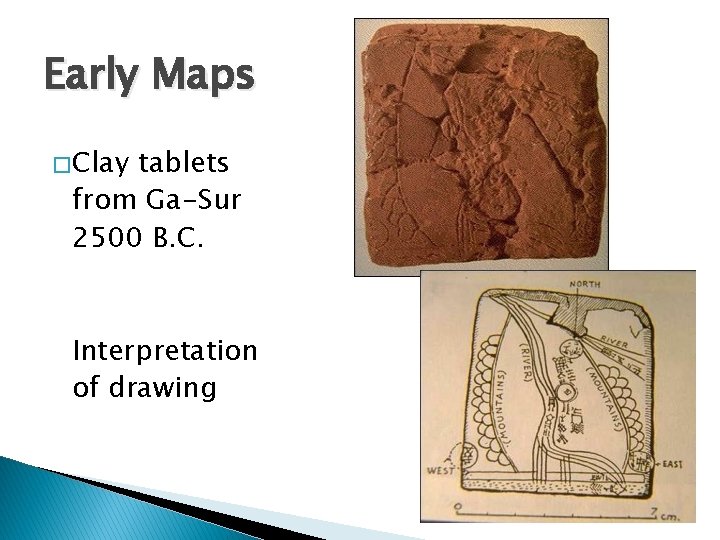 Early Maps � Clay tablets from Ga-Sur 2500 B. C. Interpretation of drawing 