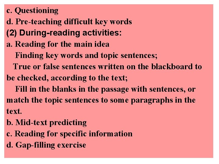1 1 Beforereading activities predicting 2 Duringreading activities