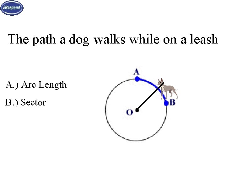 The path a dog walks while on a leash A. ) Arc Length B.