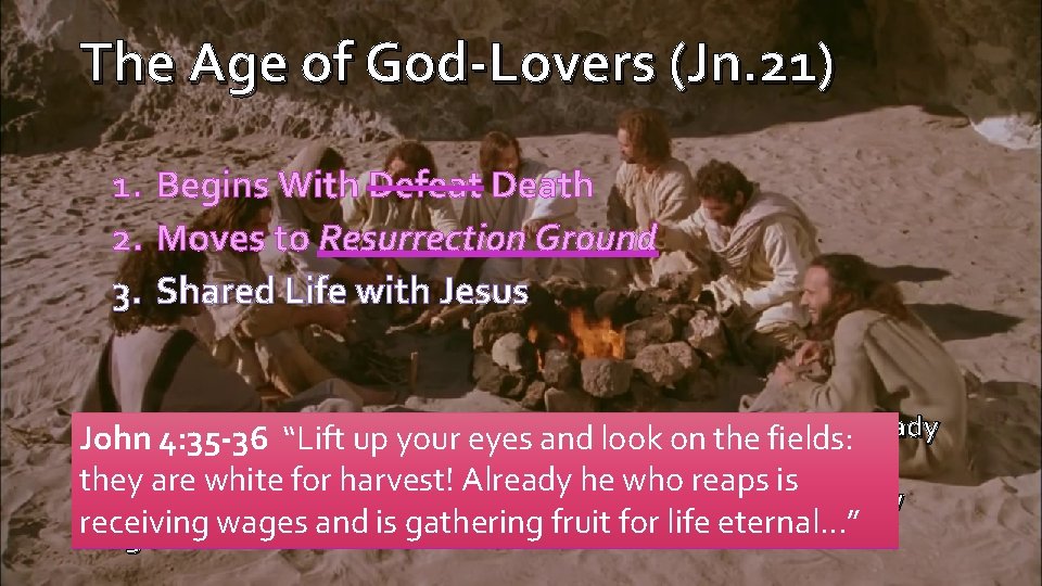 The Age of God-Lovers (Jn. 21) 1. Begins With Defeat Death 2. Moves to