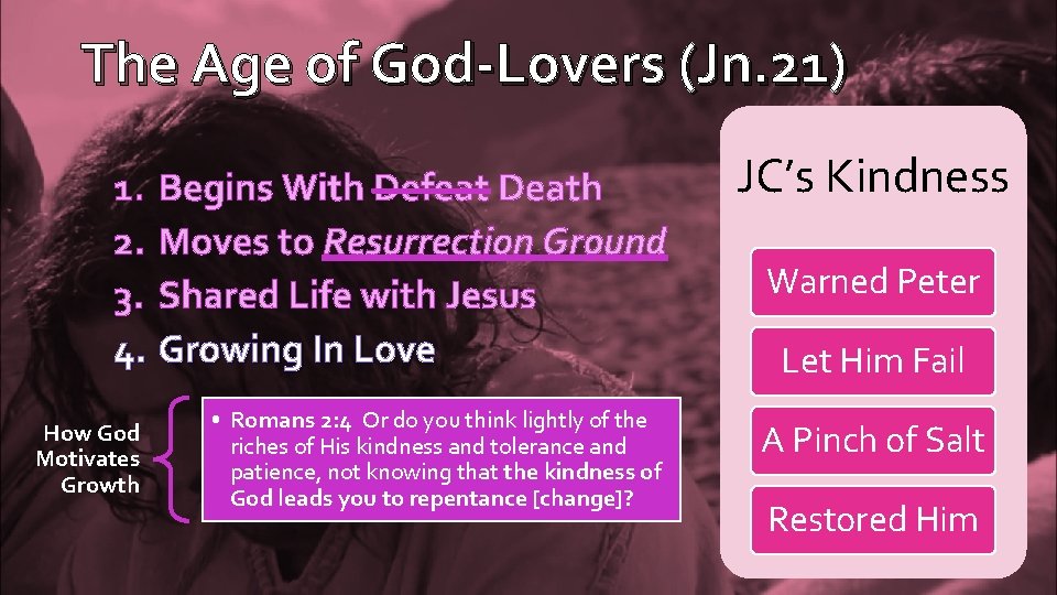 The Age of God-Lovers (Jn. 21) 1. Begins With Defeat Death 2. Moves to