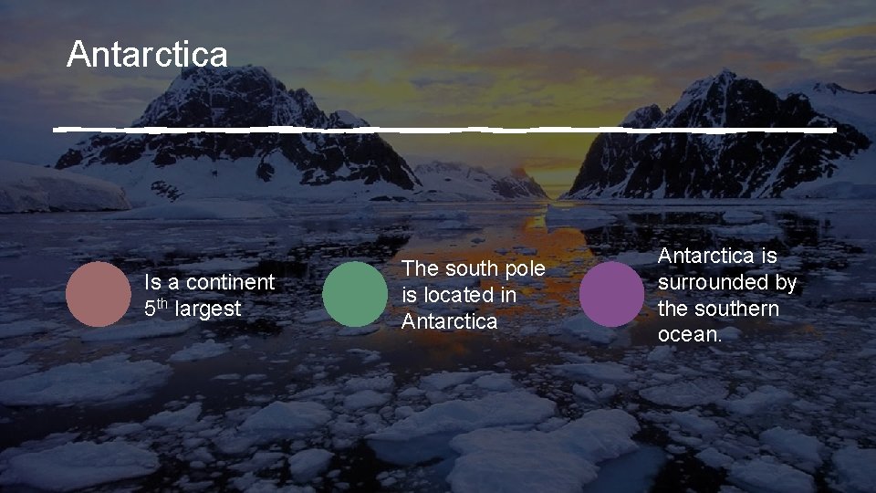 Antarctica Is a continent 5 th largest The south pole is located in Antarctica