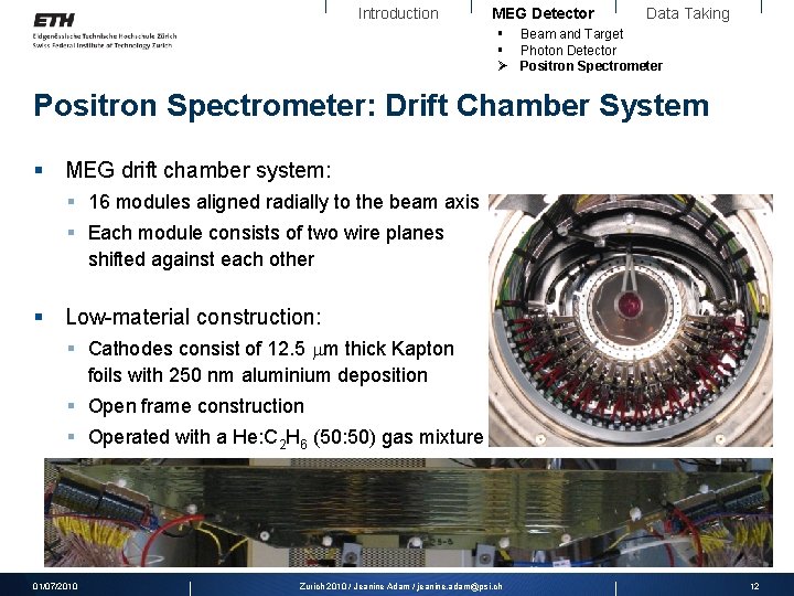 Introduction MEG Detector Data Taking § Beam and Target § Photon Detector Ø Positron