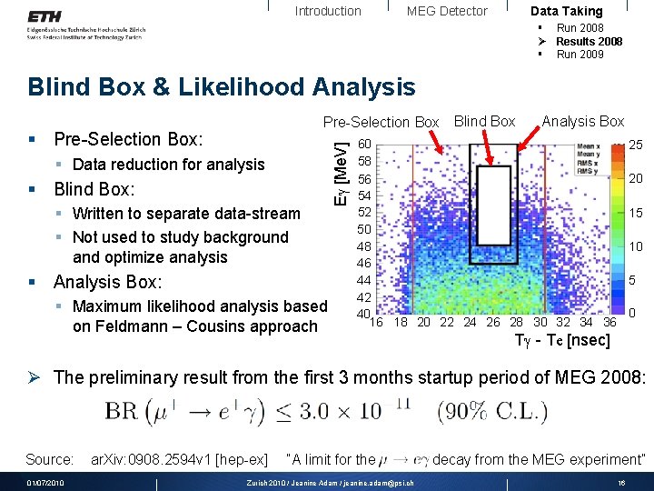 Introduction MEG Detector Data Taking § Run 2008 Ø Results 2008 § Run 2009