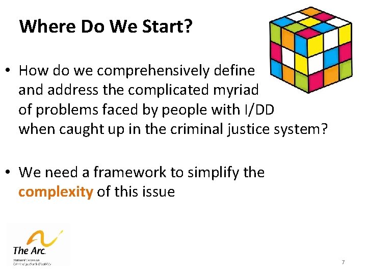 Where Do We Start? • How do we comprehensively define and address the complicated