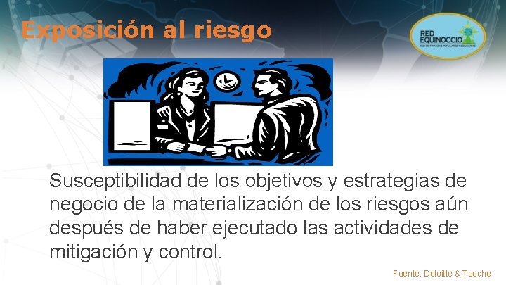 Exposición al riesgo Susceptibilidad de los objetivos y estrategias de negocio de la materialización