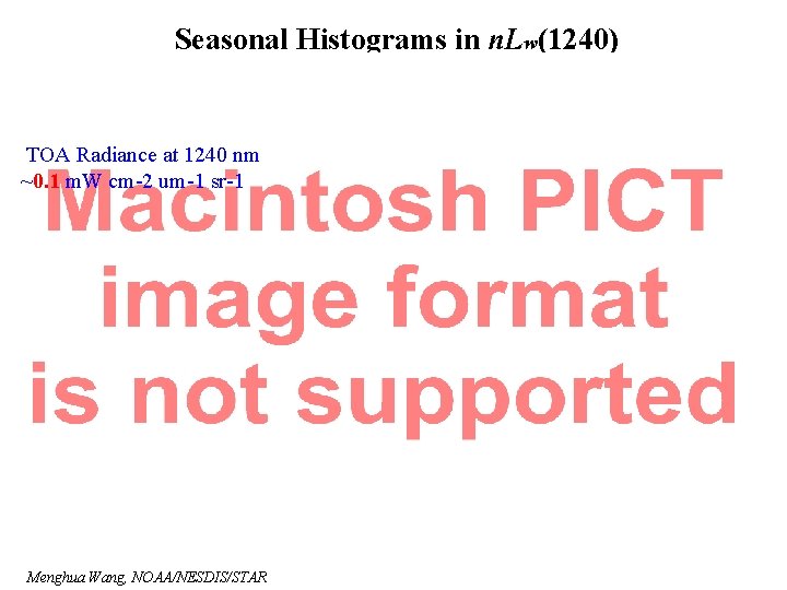 Seasonal Histograms in n. Lw(1240) TOA Radiance at 1240 nm ~0. 1 m. W