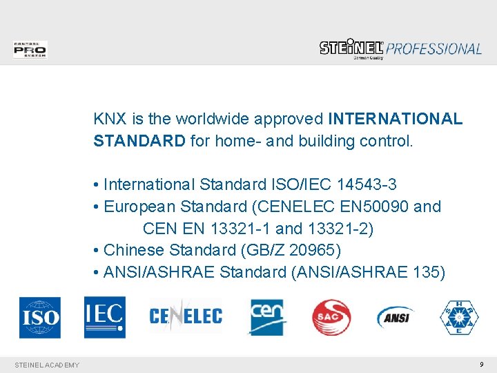 KNX is the worldwide approved INTERNATIONAL STANDARD for home- and building control. • International