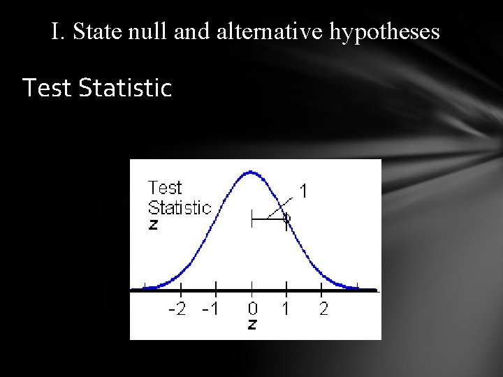 I. State null and alternative hypotheses Test Statistic 