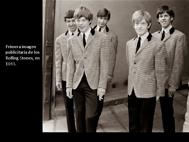 Primera imagen publicitaria de los Rolling Stones, en 1963. 