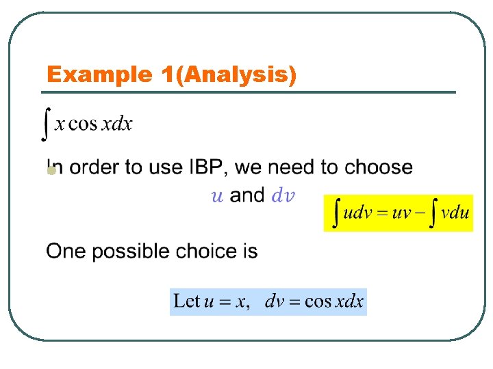 Example 1(Analysis) l 